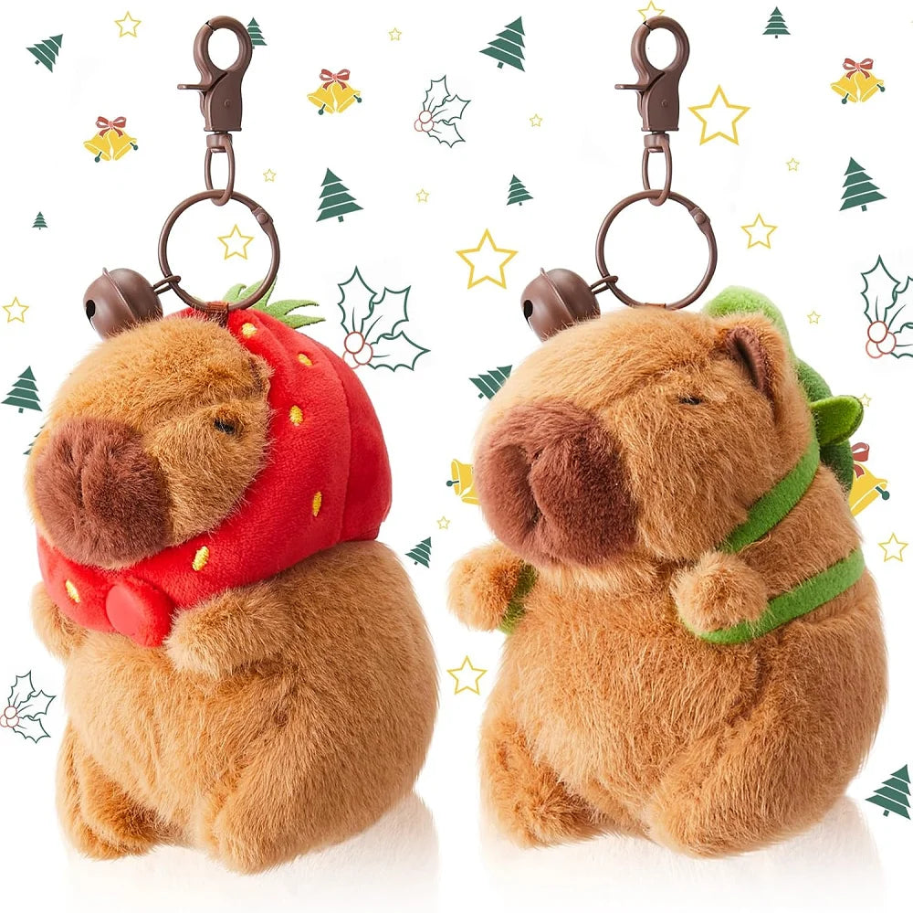 Capybara Plush with Strawberry – Kawaii Stuffed Toy