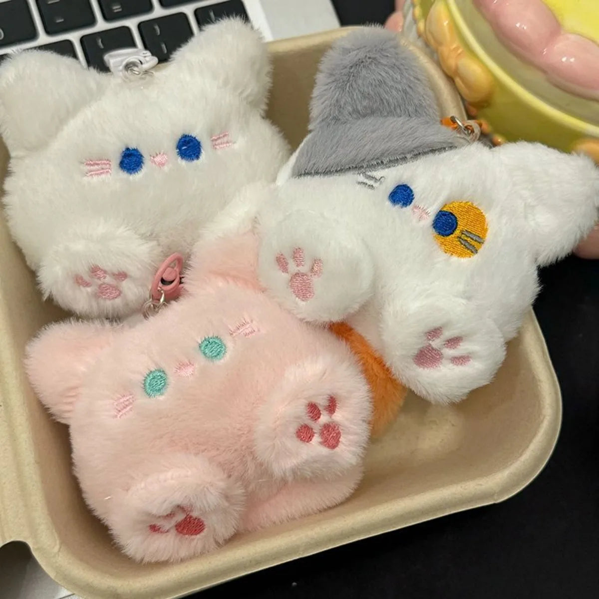 Long Tail Cat Plush Keychain