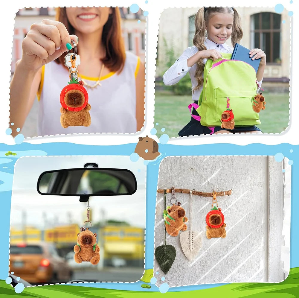 Capybara Plush with Strawberry – Kawaii Stuffed Toy