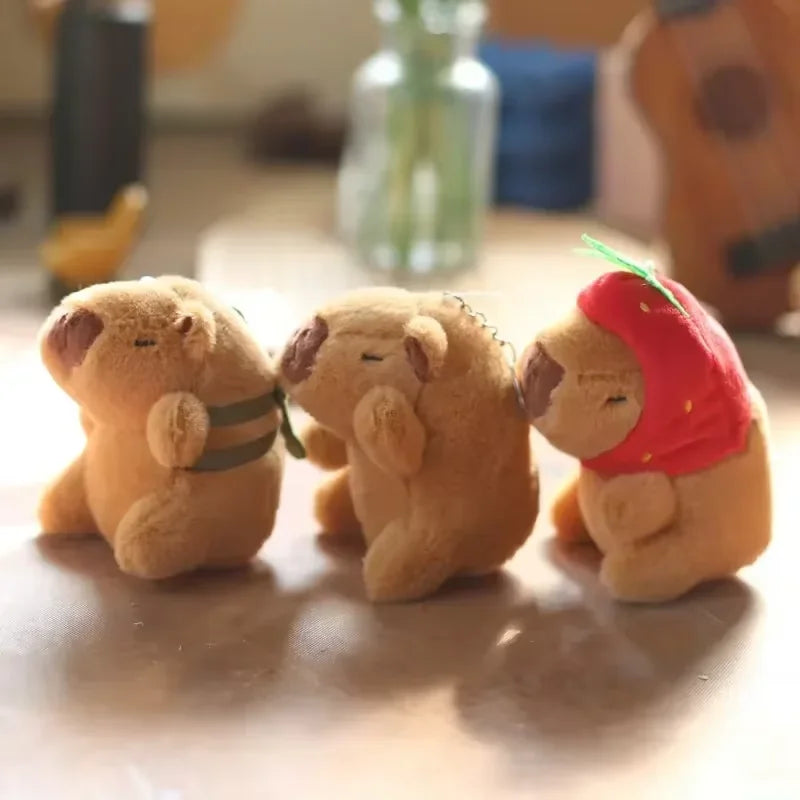 Capybara Plush with Strawberry – Kawaii Stuffed Toy