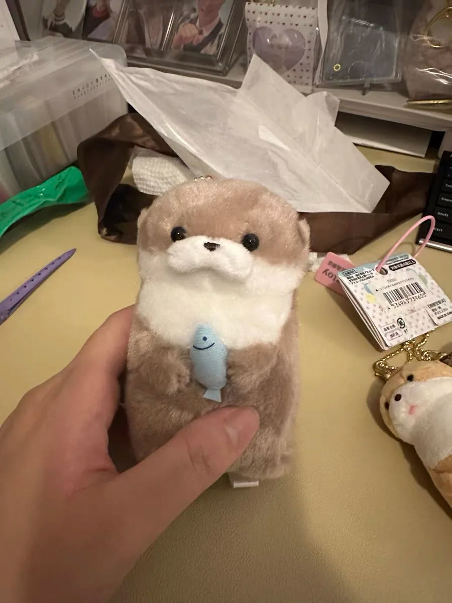 Cute Otter Plush Keychain – Hug Fish Pendant Charm