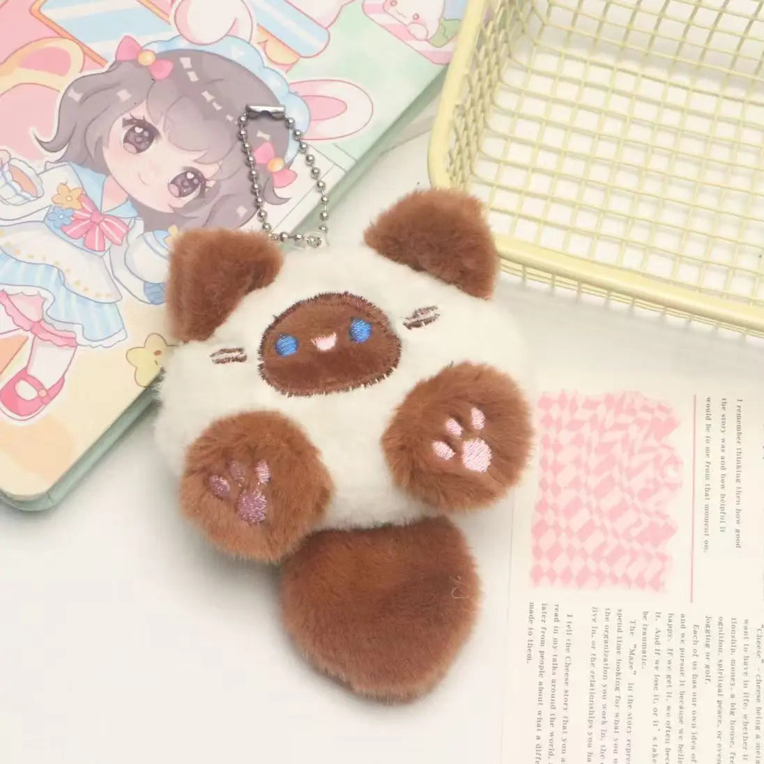 Long Tail Cat Plush Keychain