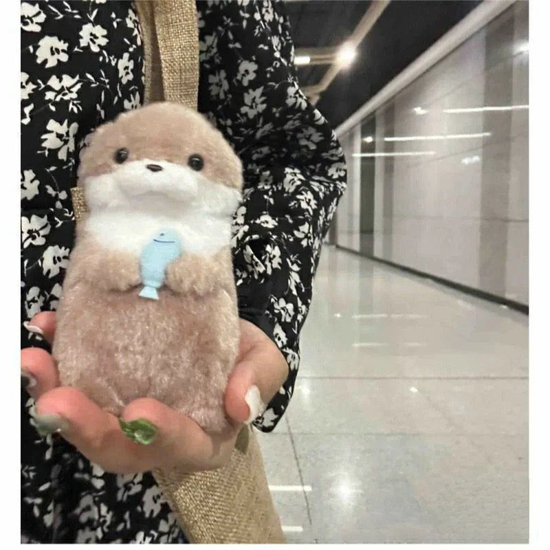 Cute Otter Plush Keychain – Hug Fish Pendant Charm