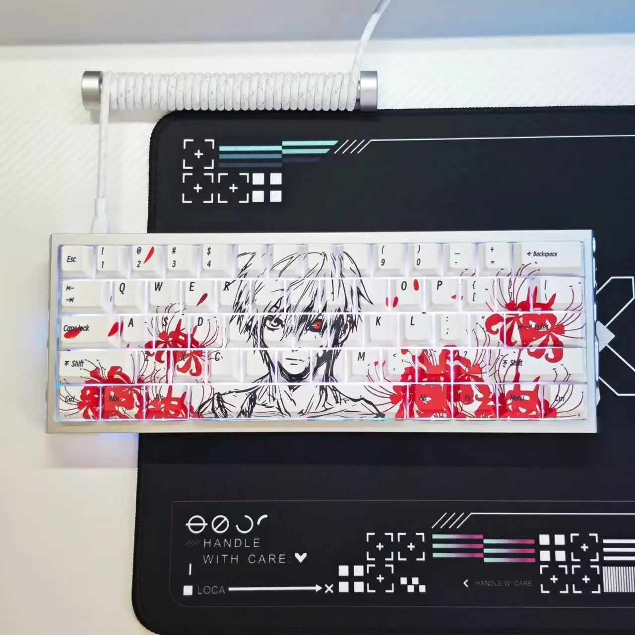 Kaneki Ken Translucent PBT Keycaps – 130 Keys Cherry Profile (MX)