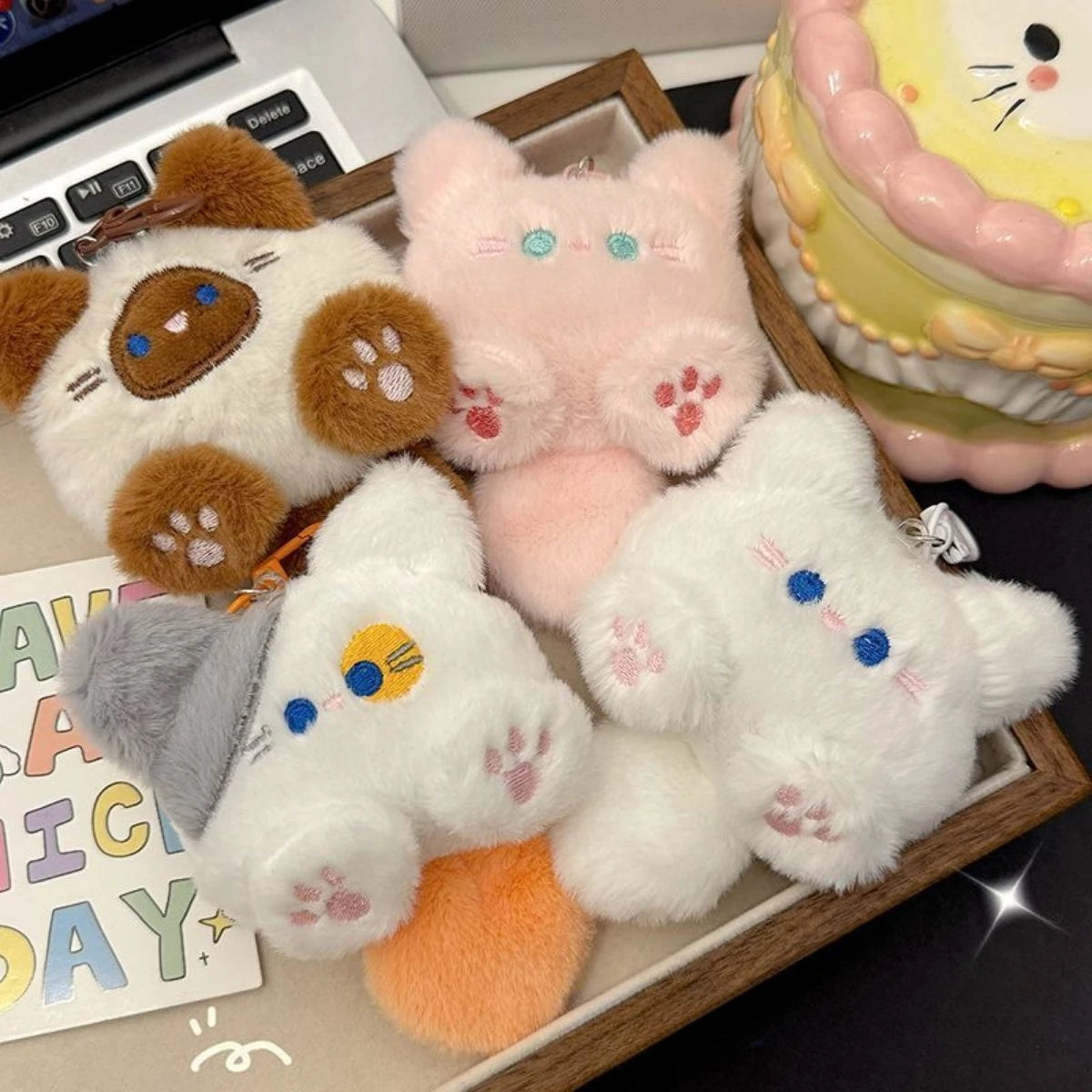 Long Tail Cat Plush Keychain