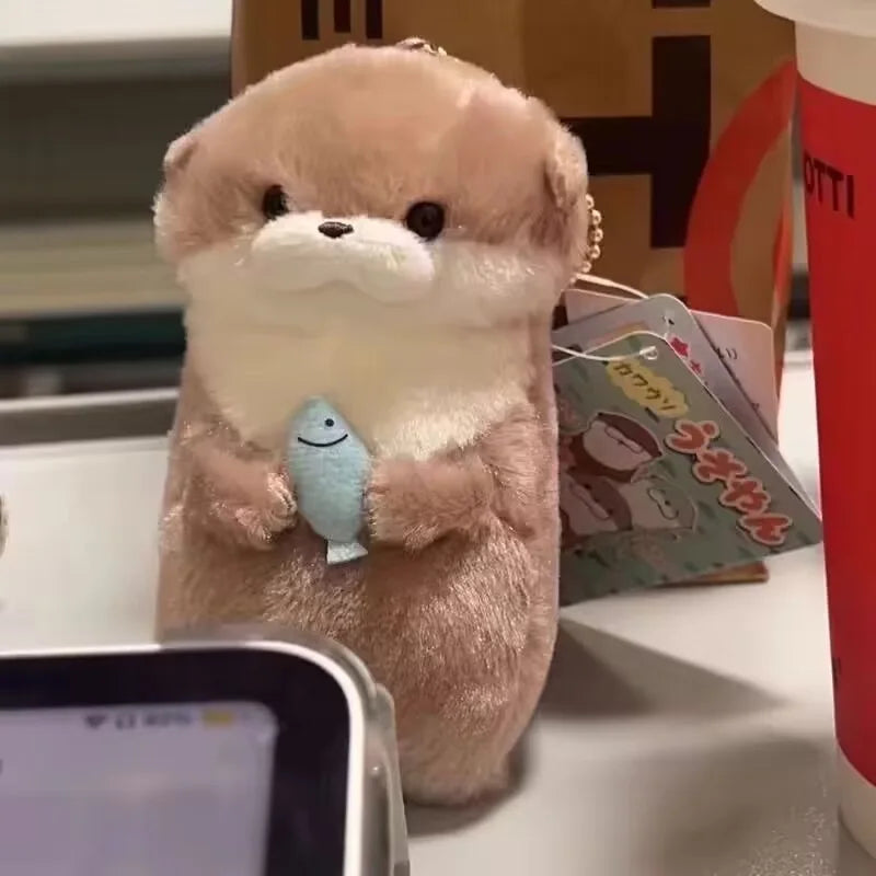 Cute Otter Plush Keychain – Hug Fish Pendant Charm