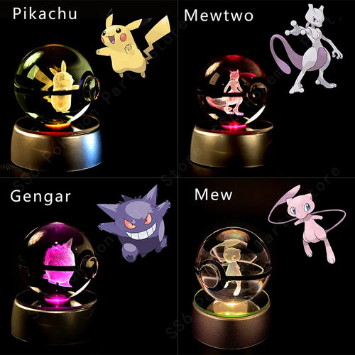 Pokemon Crystal Ball 3D Night Light Lamp