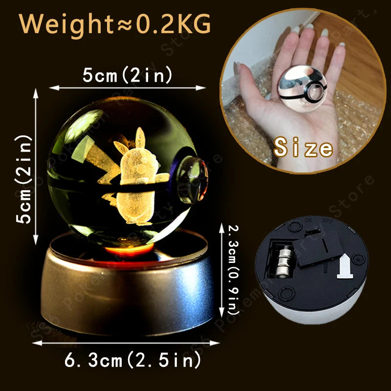 Pokemon Crystal Ball 3D Night Light Lamp