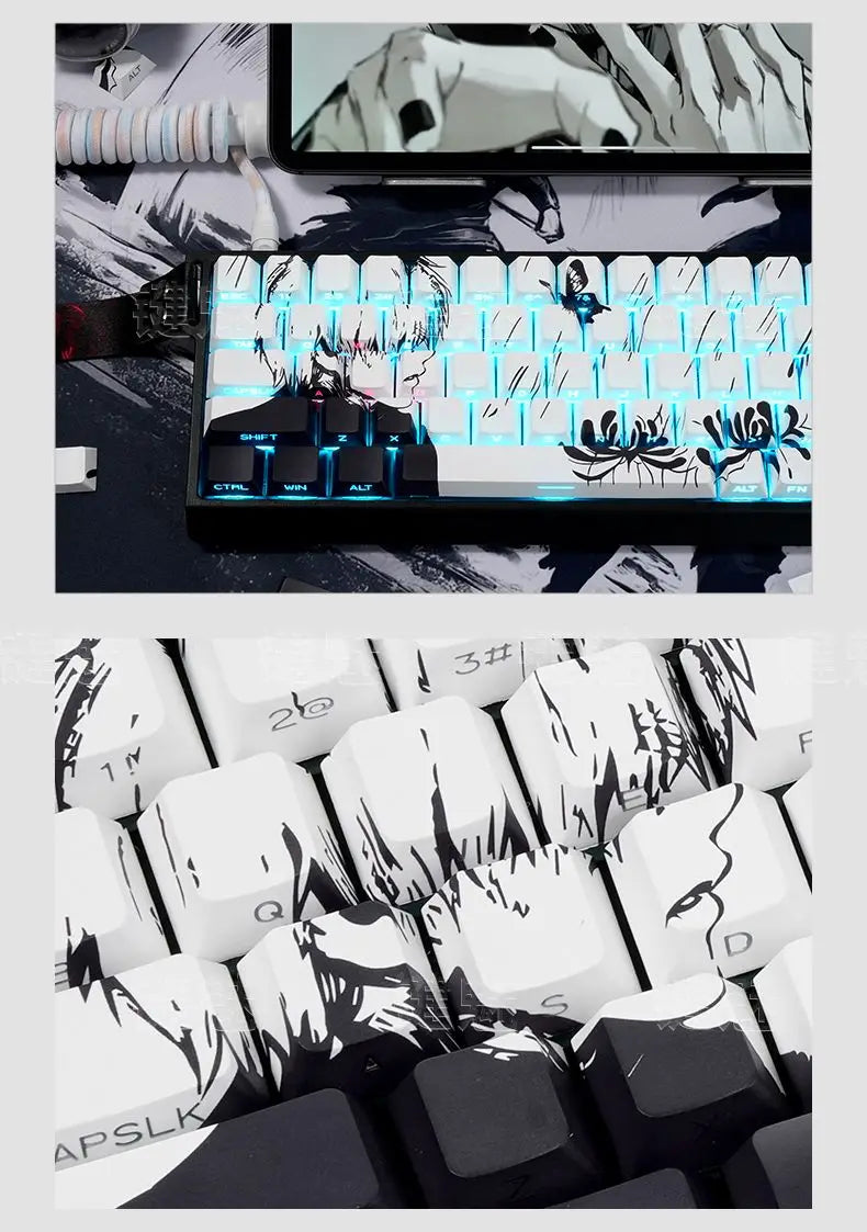 Kaneki Ken Translucent PBT Keycaps – 130 Keys Cherry Profile (MX)