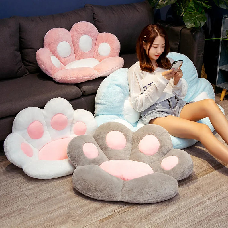 70×60cm Cat Paw Plush Cushion – Soft Floor Pillow
