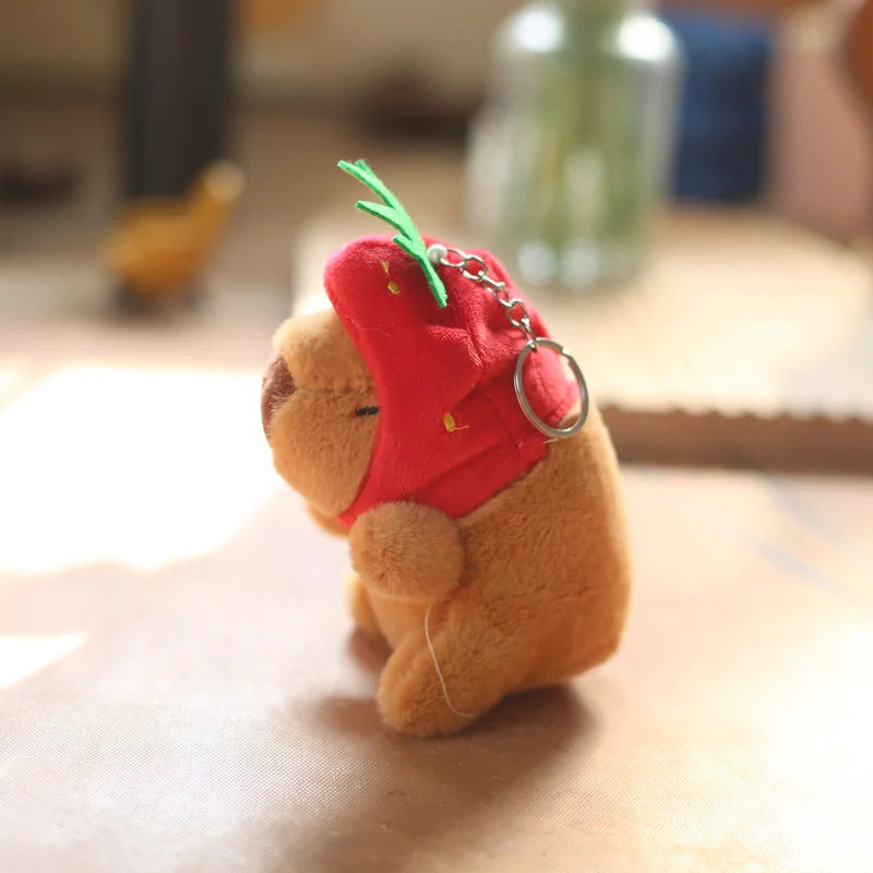 Capybara Plush with Strawberry – Kawaii Stuffed Toy