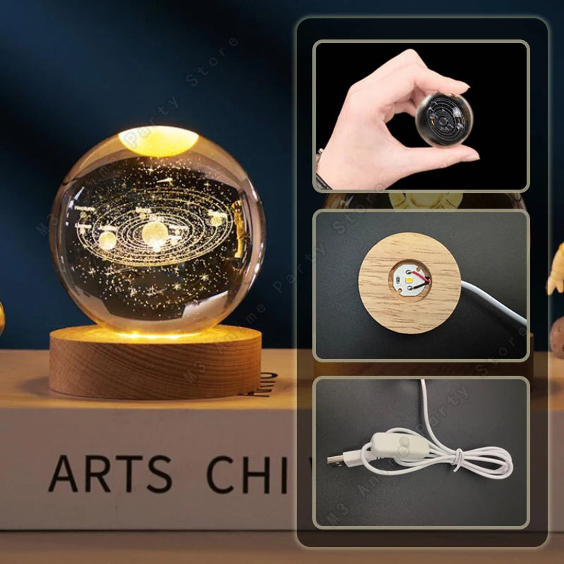Unique 3D Crystal Ball Galaxy Lamp